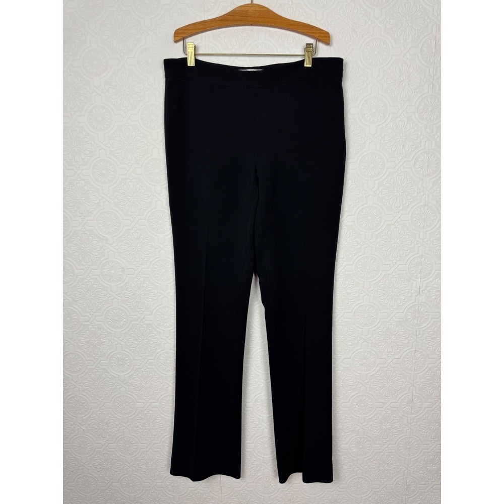 Max Mara Virgin Wool Bootcut Flare Black Dress Pants Size 10 Stretchy Office